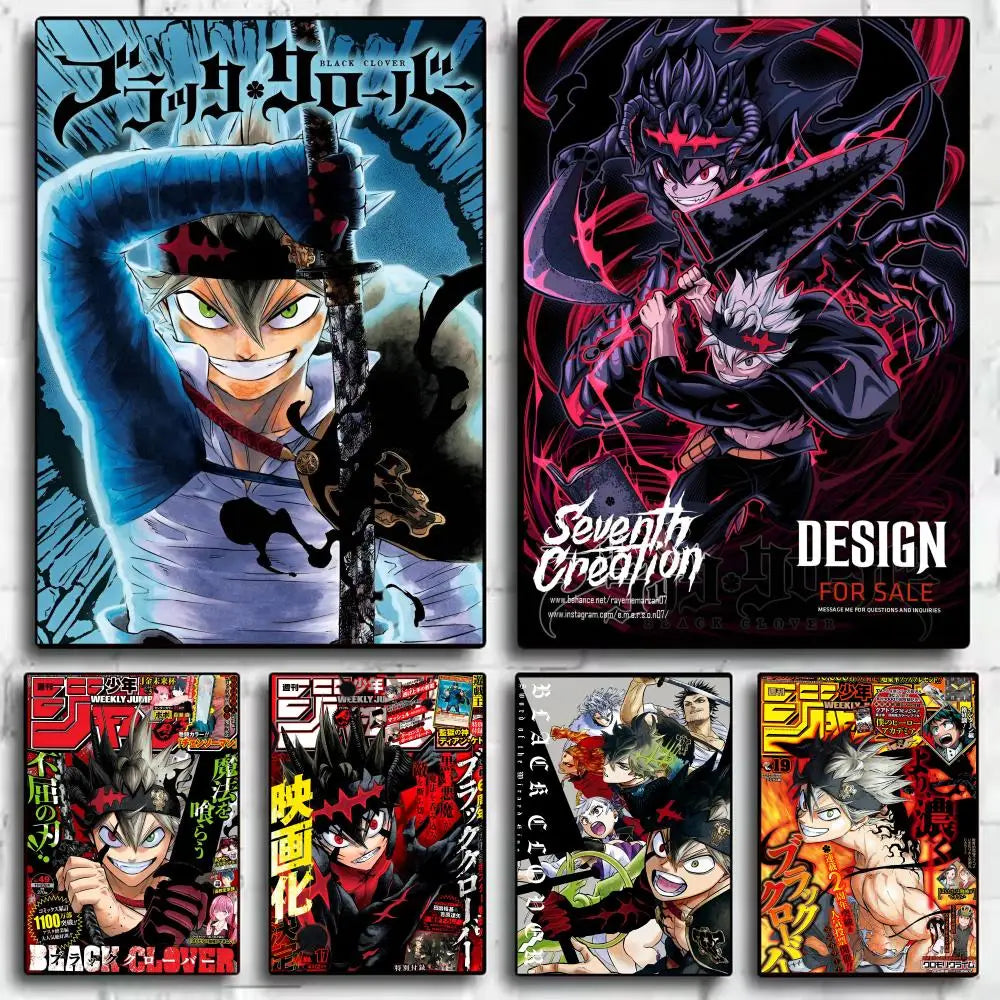 Black Clover Anime Self-Adhesive Wall Poster Art Sticker