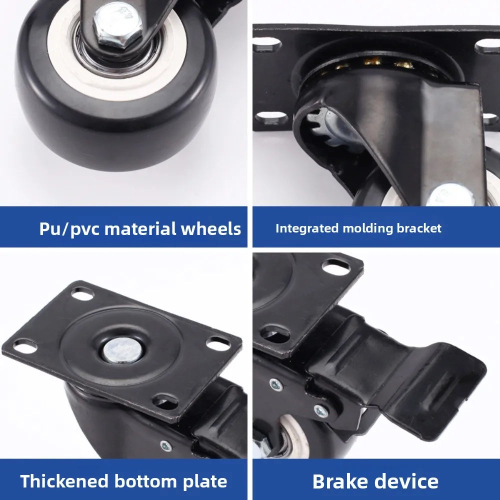 Swivel Caster Wheels 1.5"/2" with Brake M8/M10 Threaded Stem
