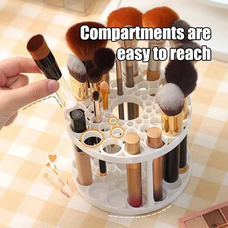45 Hole Makeup Brush Storage Rack Box Detachable Washable Circular