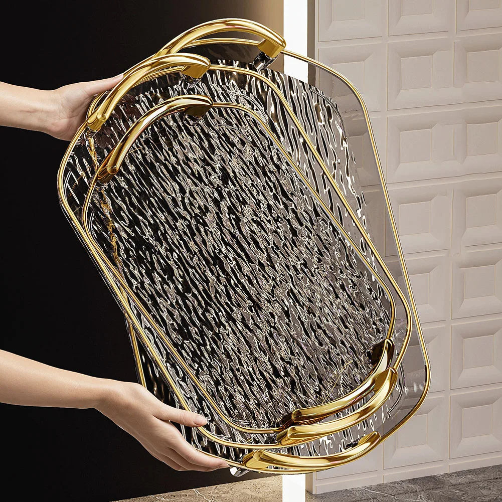 Clear Plastic Serving Tray with Handles | Large Food Platter