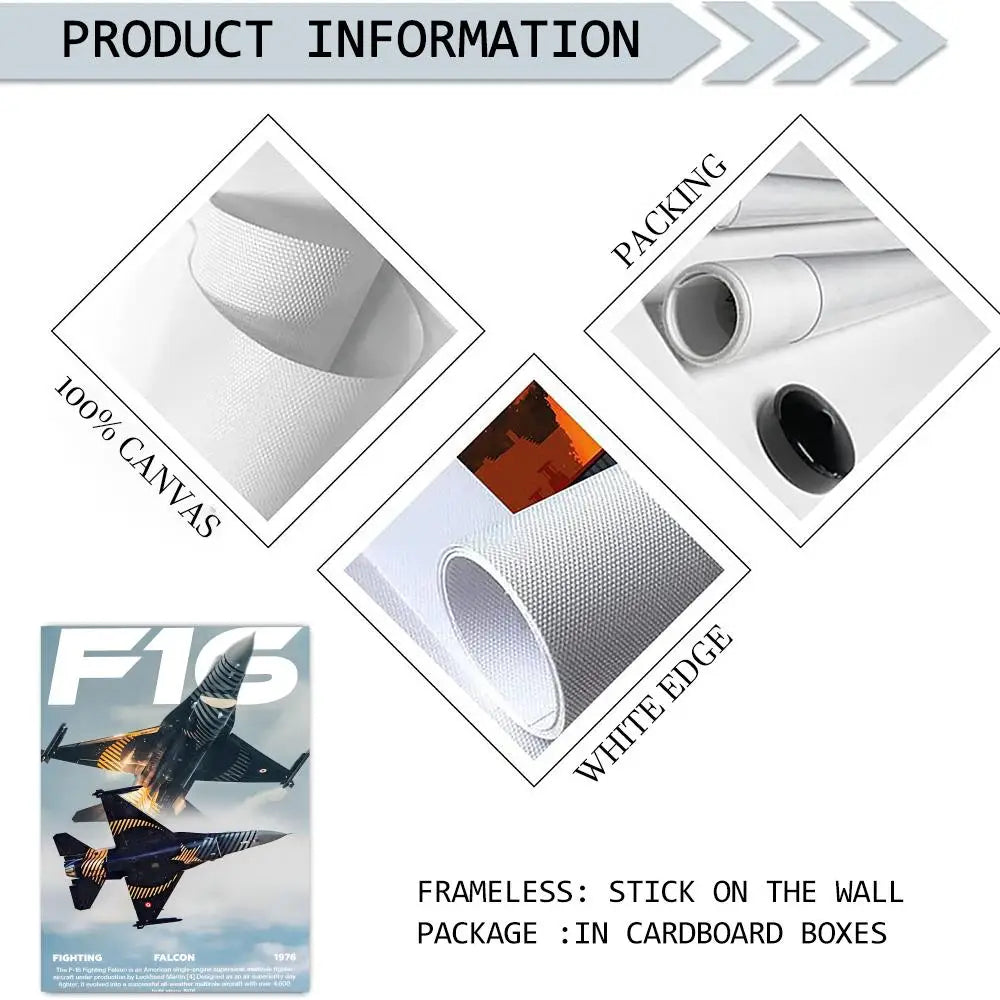 F-16 F-22 F-35 Fighter Jet Canvas Wall Art | Unframed Poster