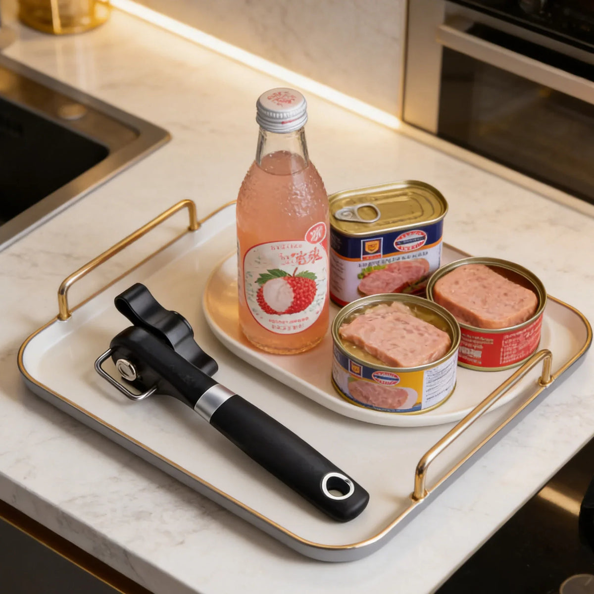 Manual Can Opener with Bottle & Jar Lid Opener – Stainless Steel