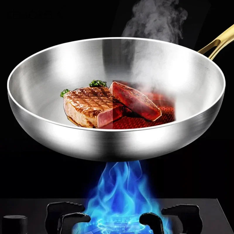 KEMORELA 3-Pc 316 Stainless Steel Non-Stick Frying Pan Set