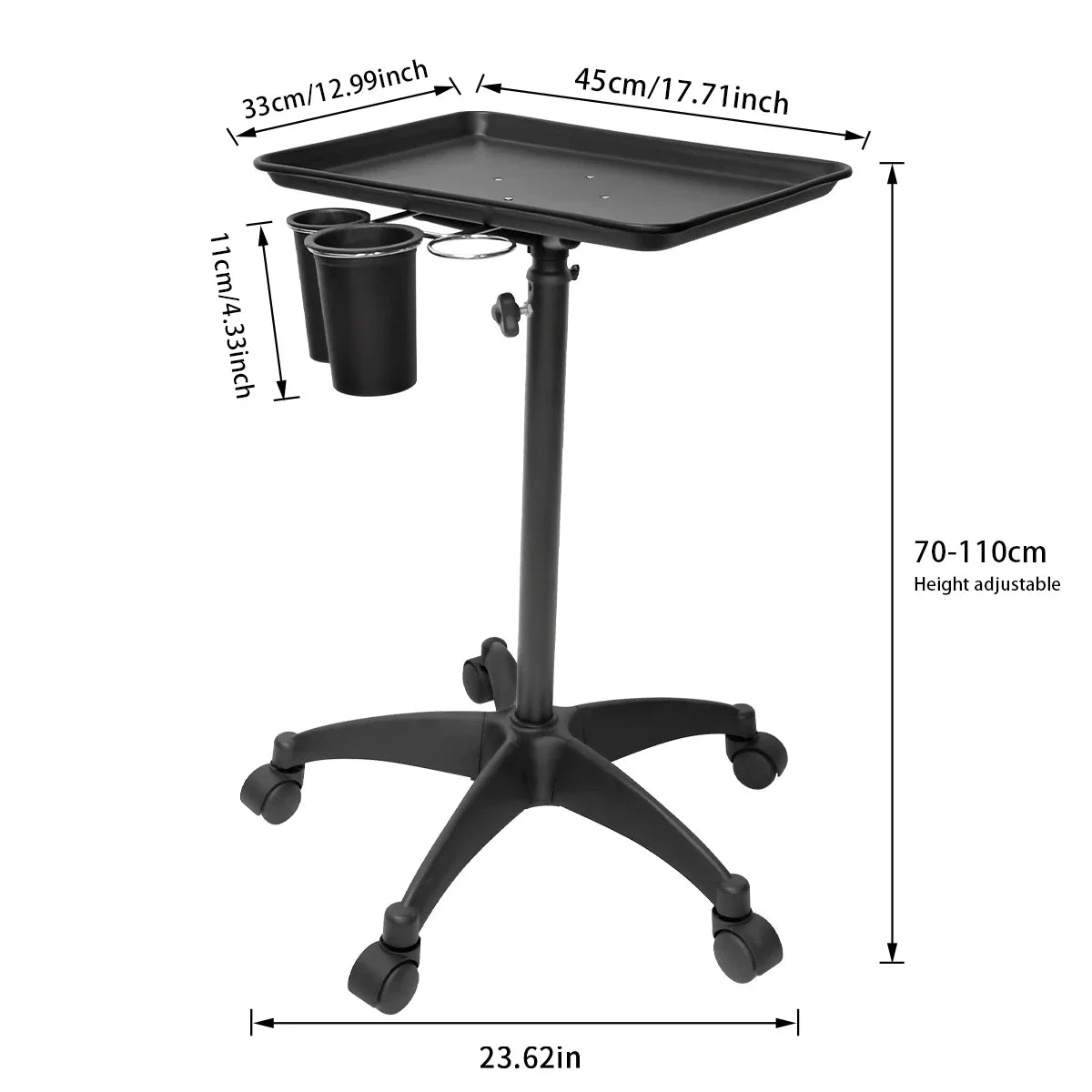 Height-Adjustable Salon Rolling Trolley Cart | Spa & Barber
