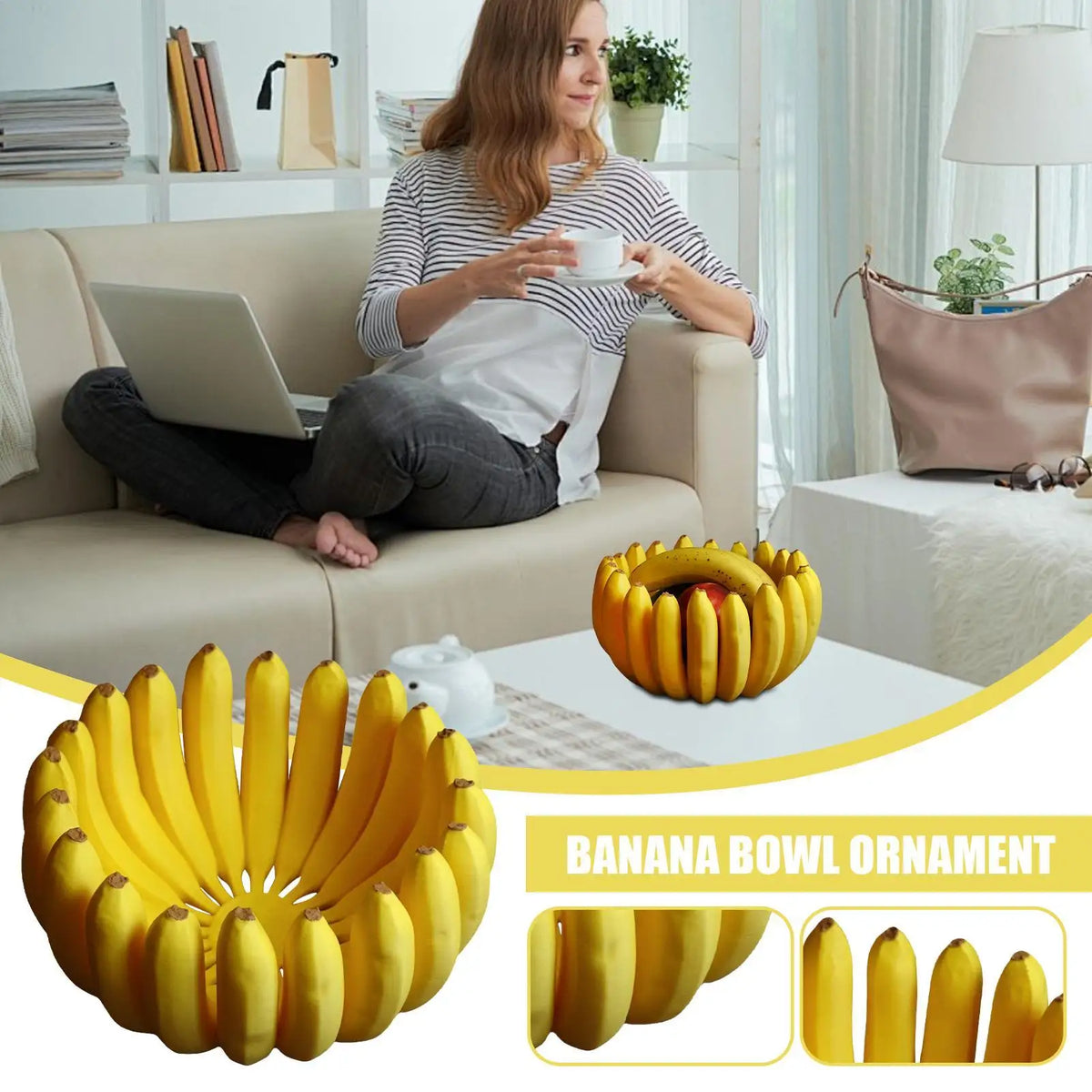 Banana Bowl Decorative Fruit Plate – Fun Home Décor Centerpiece