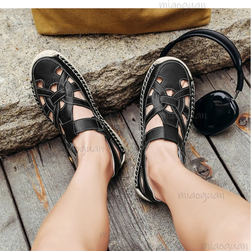 Women's Roman Flat Sandals – Cross Strap, Plus Size, Beach