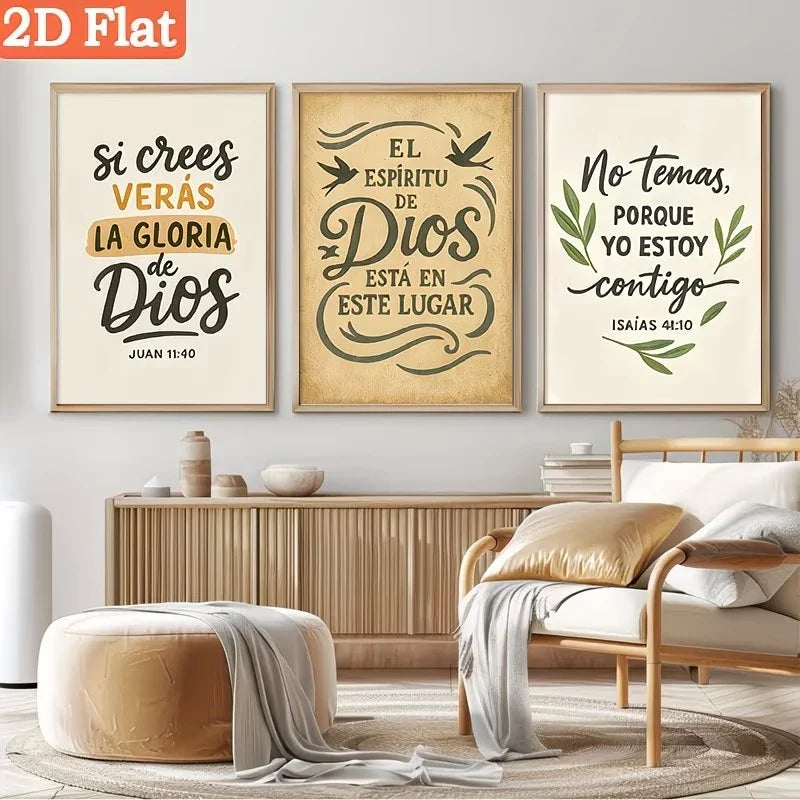 3-Piece Spanish Scripture Canvas Wall Art | Bible Verse Prints