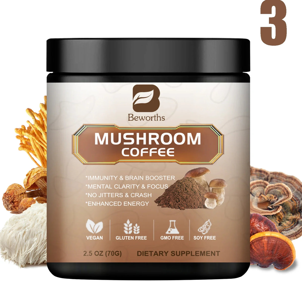 Beworths Mushroom Coffee – Lion's Mane & Reishi Blend 70g