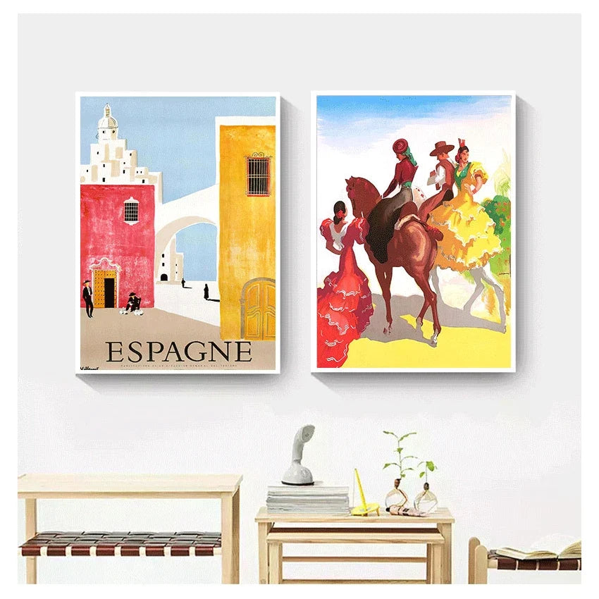 Travel to Spain Vintage Canvas Wall Poster | Pop Art Print