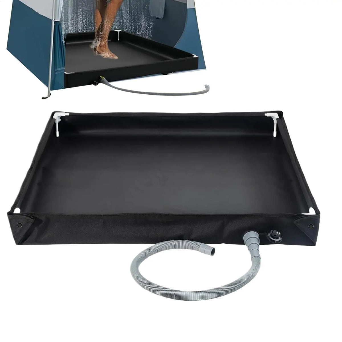 Outdoor Camping Shower Tent Floor Base Folding Pan Drain Pipe PVC