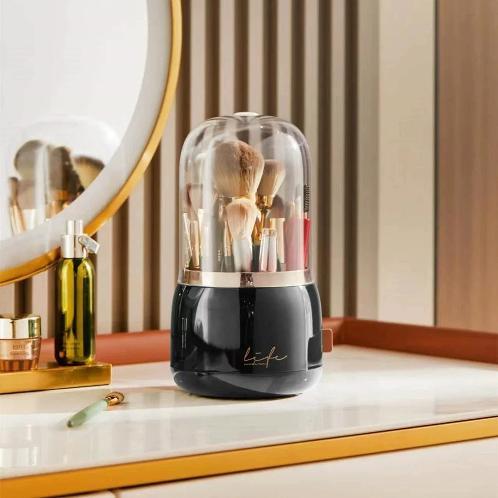360° Rotating Clear Makeup Organizer & Brush Holder