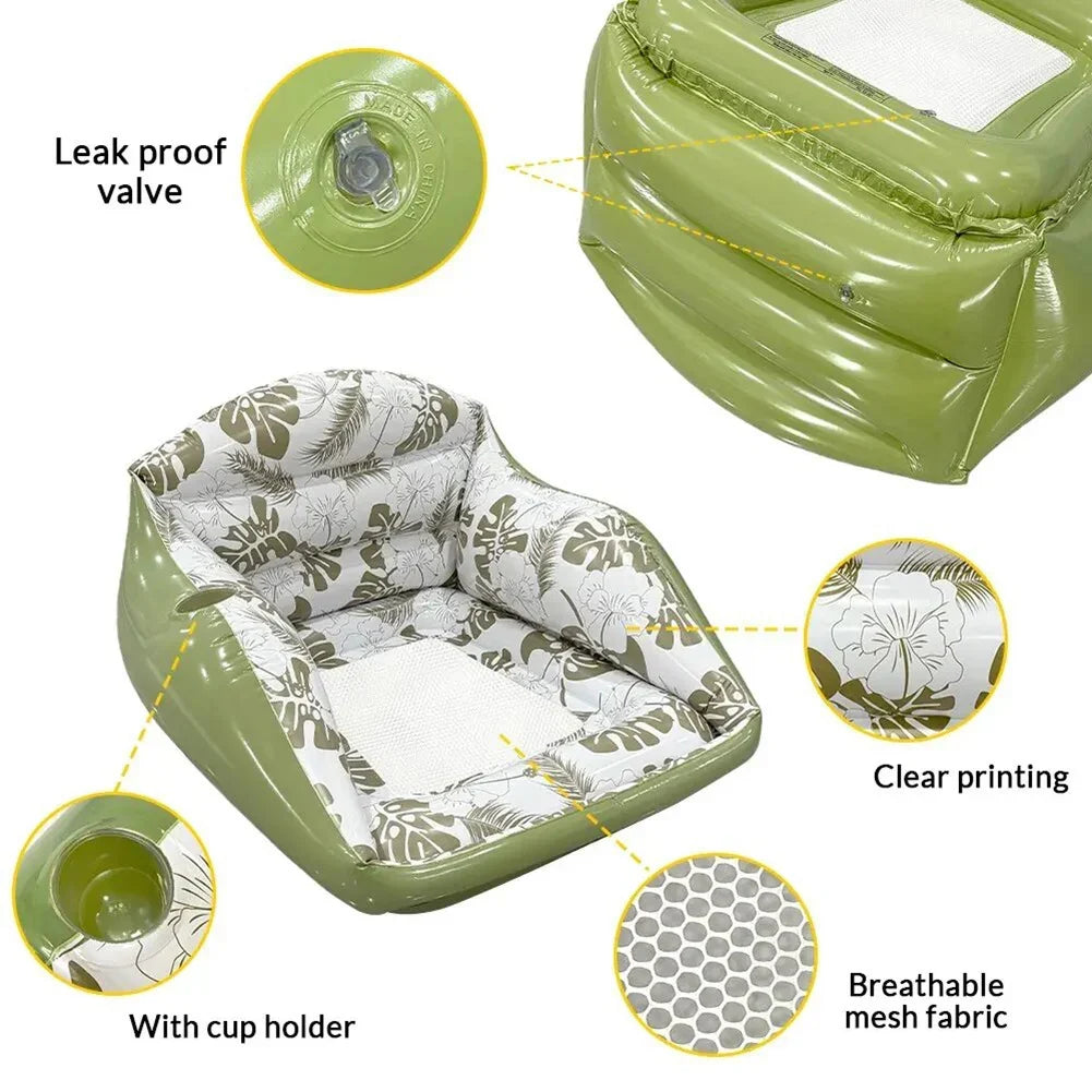 Inflatable Pool Sofa Chair with Cup Holders | Beach Float