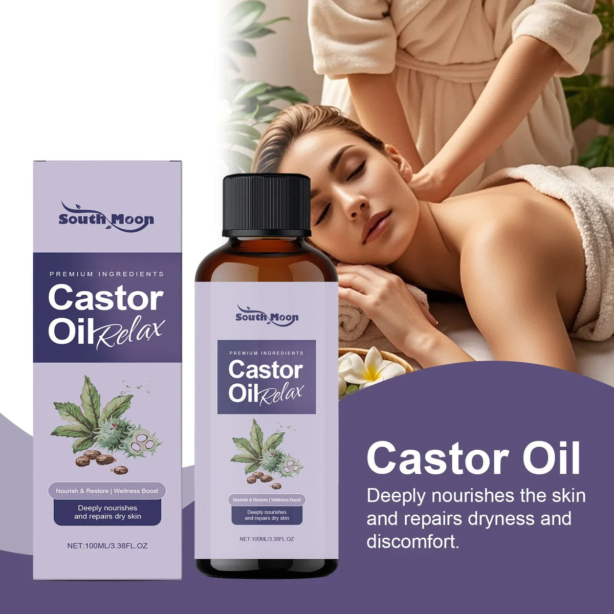 South Moon Castor Body Massage Oil – Nourishing & Firming 100ml
