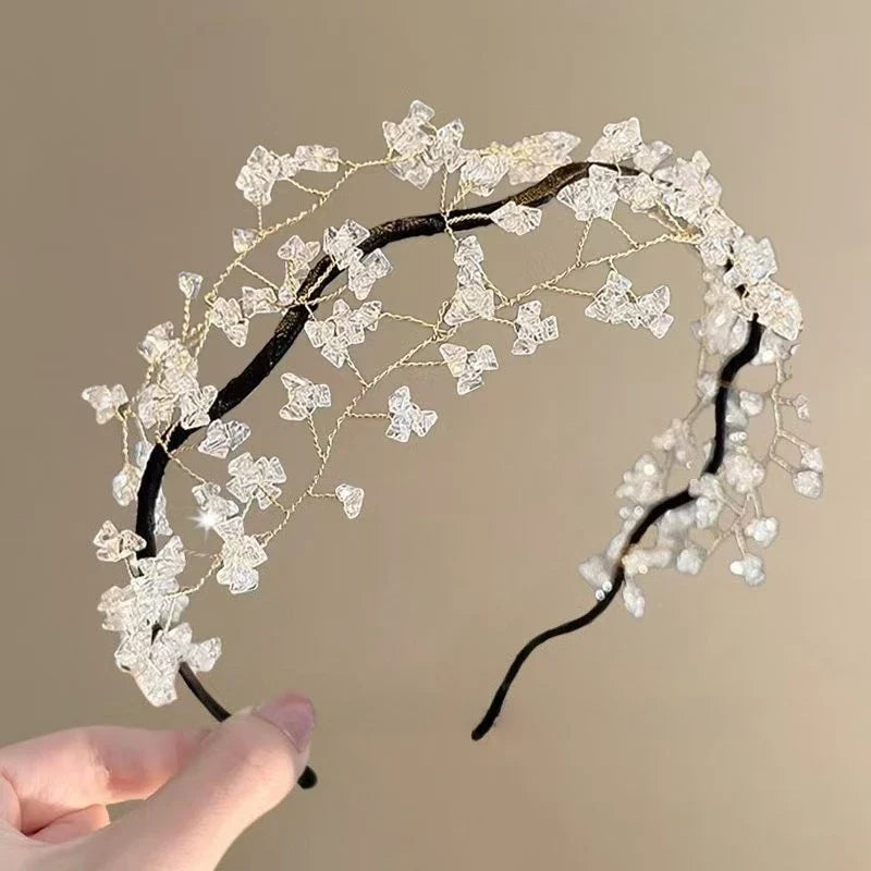 Korean Sweet Crystal Hair Bracelet Fresh Retro Weaving Beads Unique