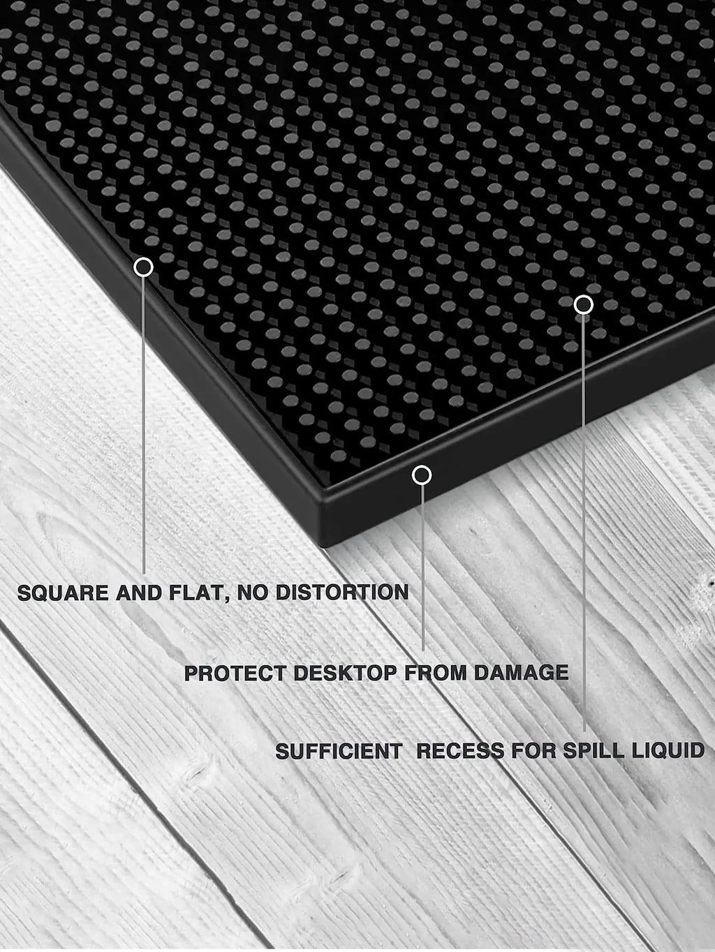 Leeseph Black Bar Spill Mat 17.7x11.8 in – Non-Slip PVC