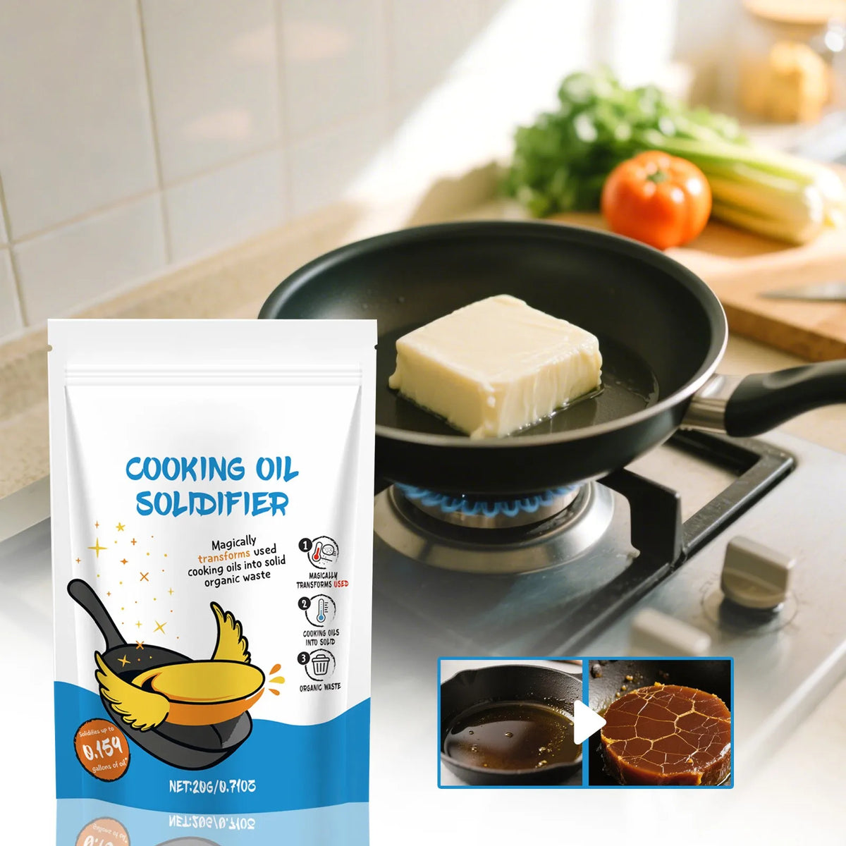 Cooking Oil Solidifier – Eco-Friendly Waste Oil Hardener 20g