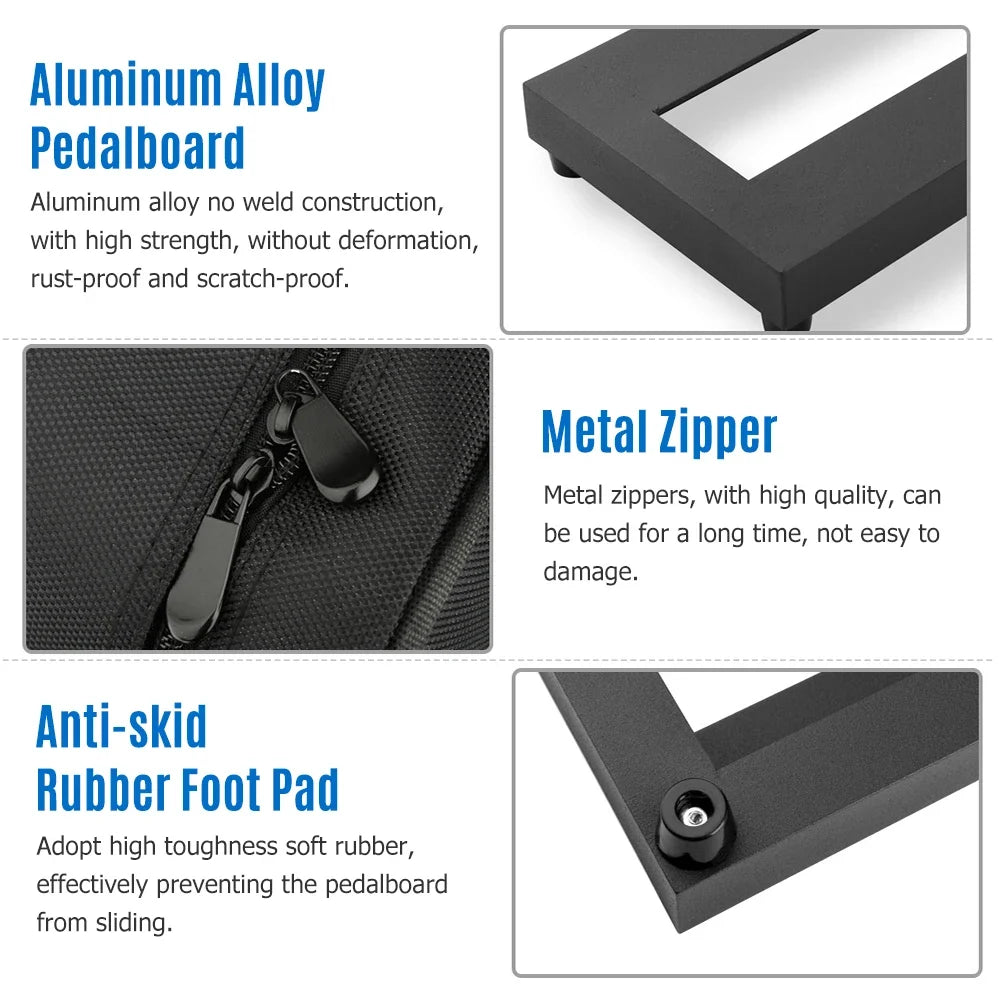 ammoon Aluminum Guitar Pedalboard 15×4.9" + Carrying Bag