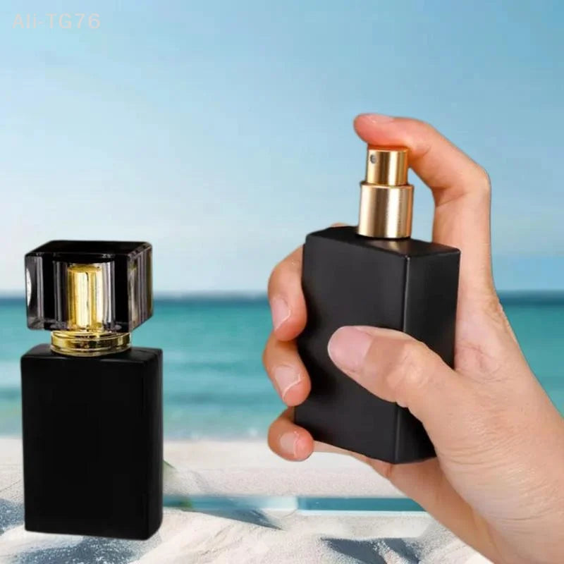 Matte Black Glass Perfume Spray Bottle 30ml 50ml | Refillable
