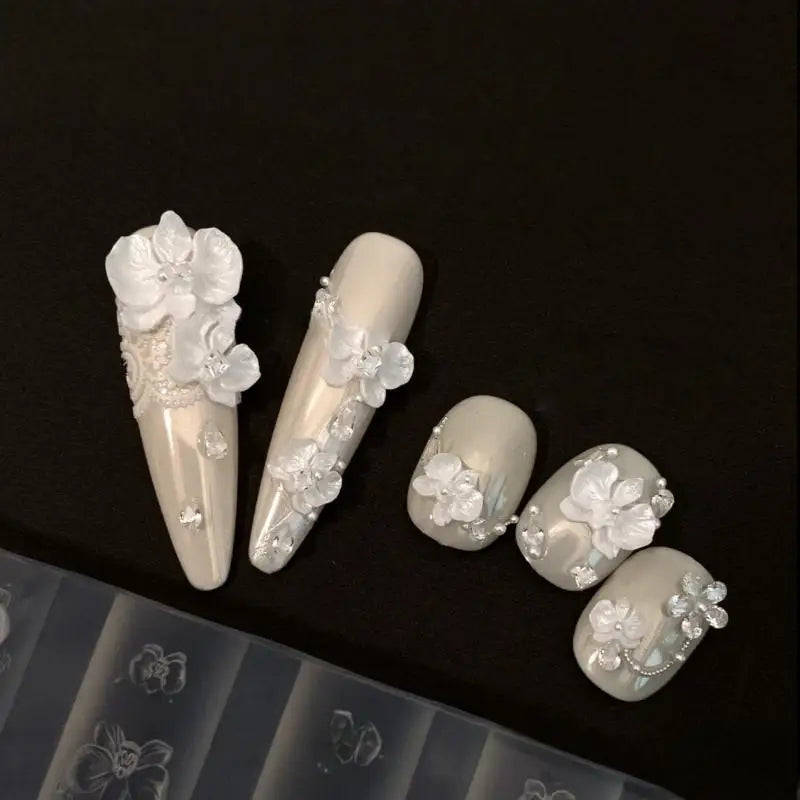 3D Orchid Silicone Nail Art Mold – DIY Floral Carving Template