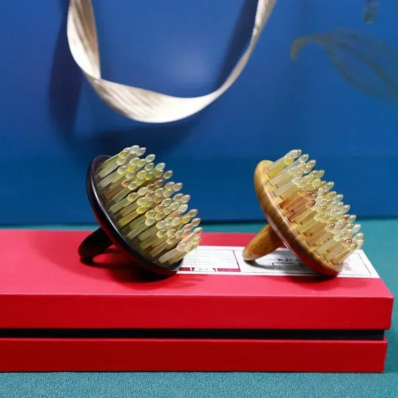 Natural Horn Scalp Massage Comb | Gua Sha Head Massager