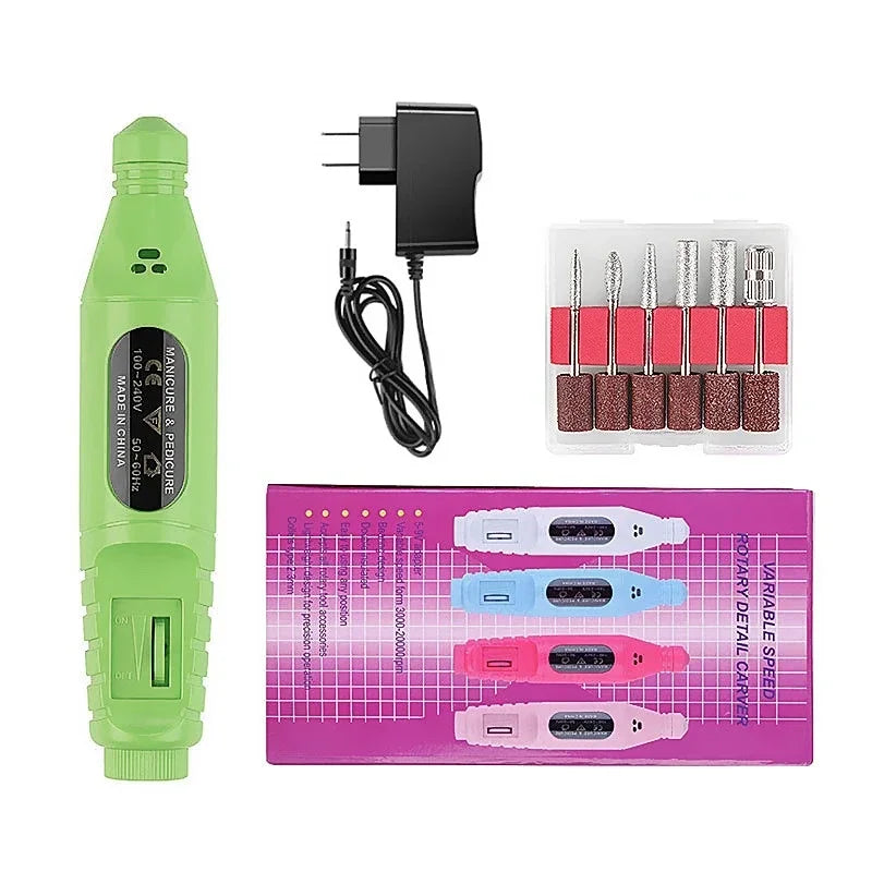 Electric Nail Drill Machine USB Plug & Milling Cutter Set