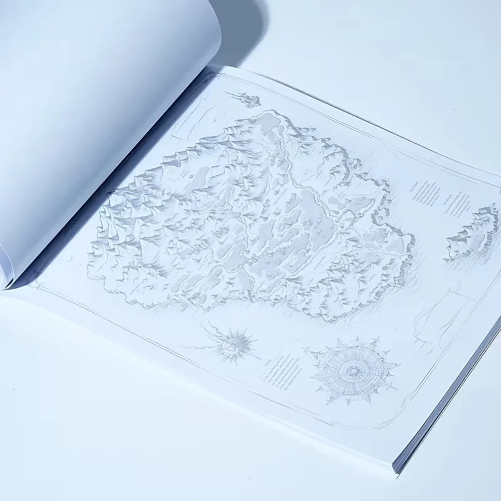 A4 Fantasy Map Coloring Book Adult Stress Relief Drawing Graffiti