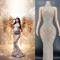 Rhinestone Maternity Evening Gown | Baby Shower Photoshoot Dress