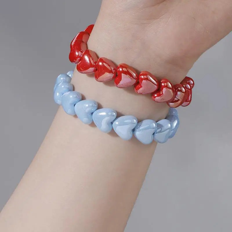 Colorful Heart Beaded Stretch Bracelet – Women's Fashion Jewelry