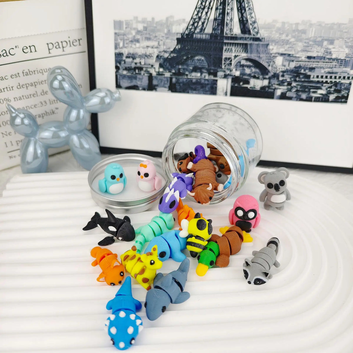 3D Printed Mini Animals Multi-joint Rotatable Fidget Toys Office Desk