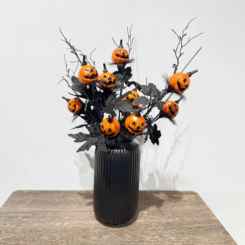 Halloween Artificial Pumpkin Bouquet – Spooky Plastic Decor