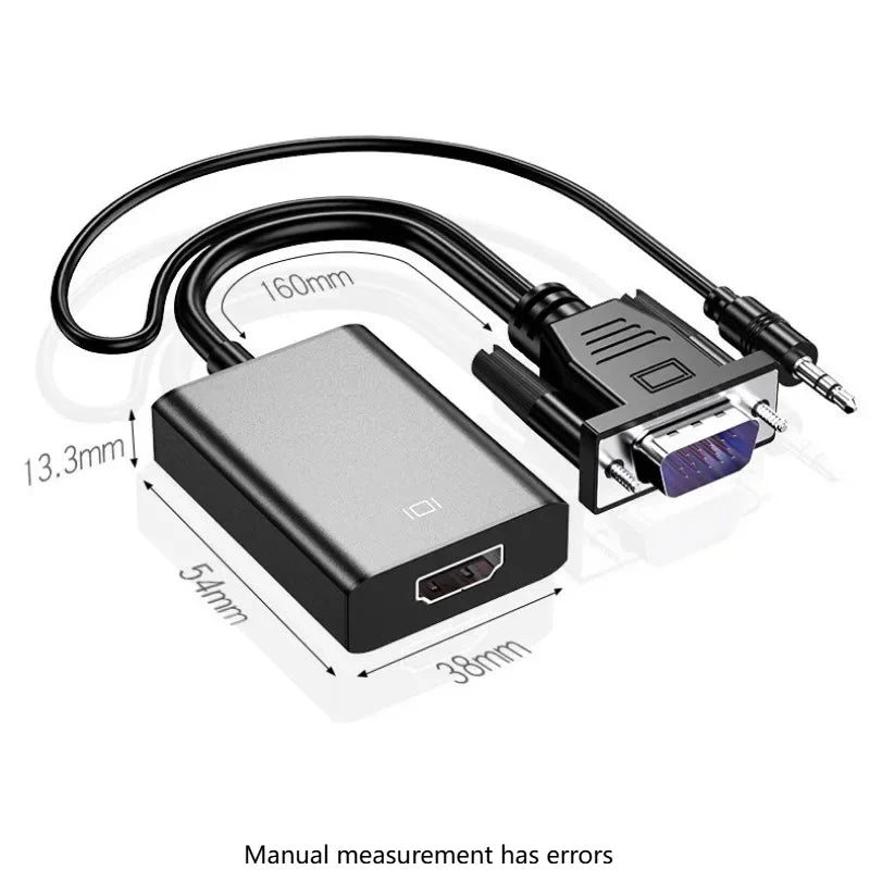 VGA to HDMI Adapter Cable with Audio – Full HD 1080p