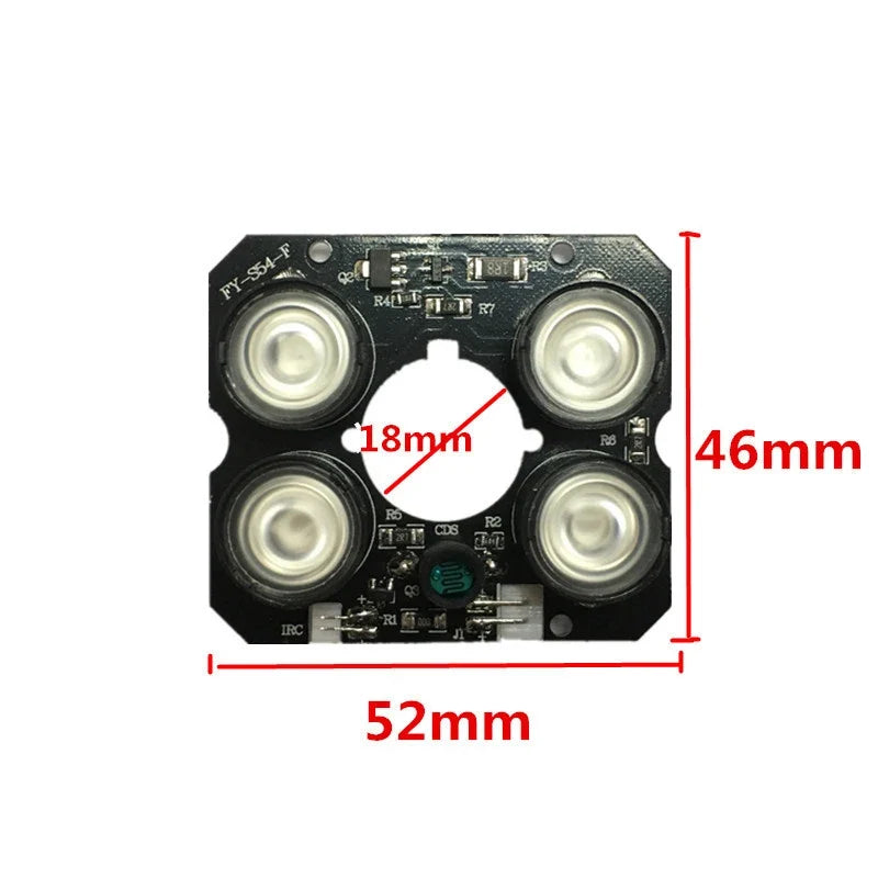 4-LED 850nm IR Illuminator Board – 90° CCTV Night Vision