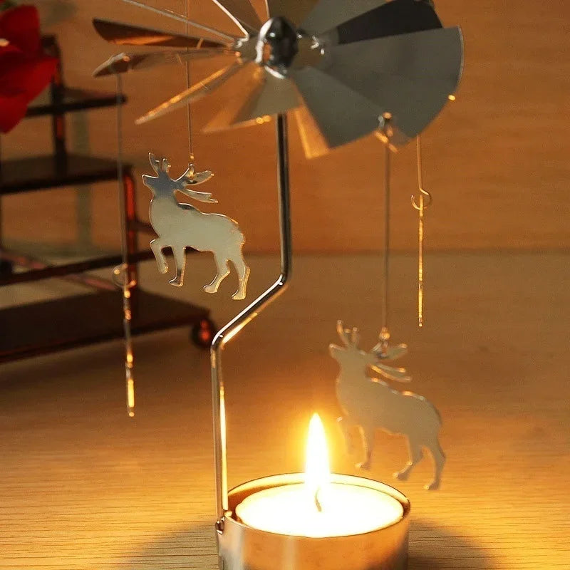Spinning Metal Carousel Tea Light Candle Holder | Xmas Decor