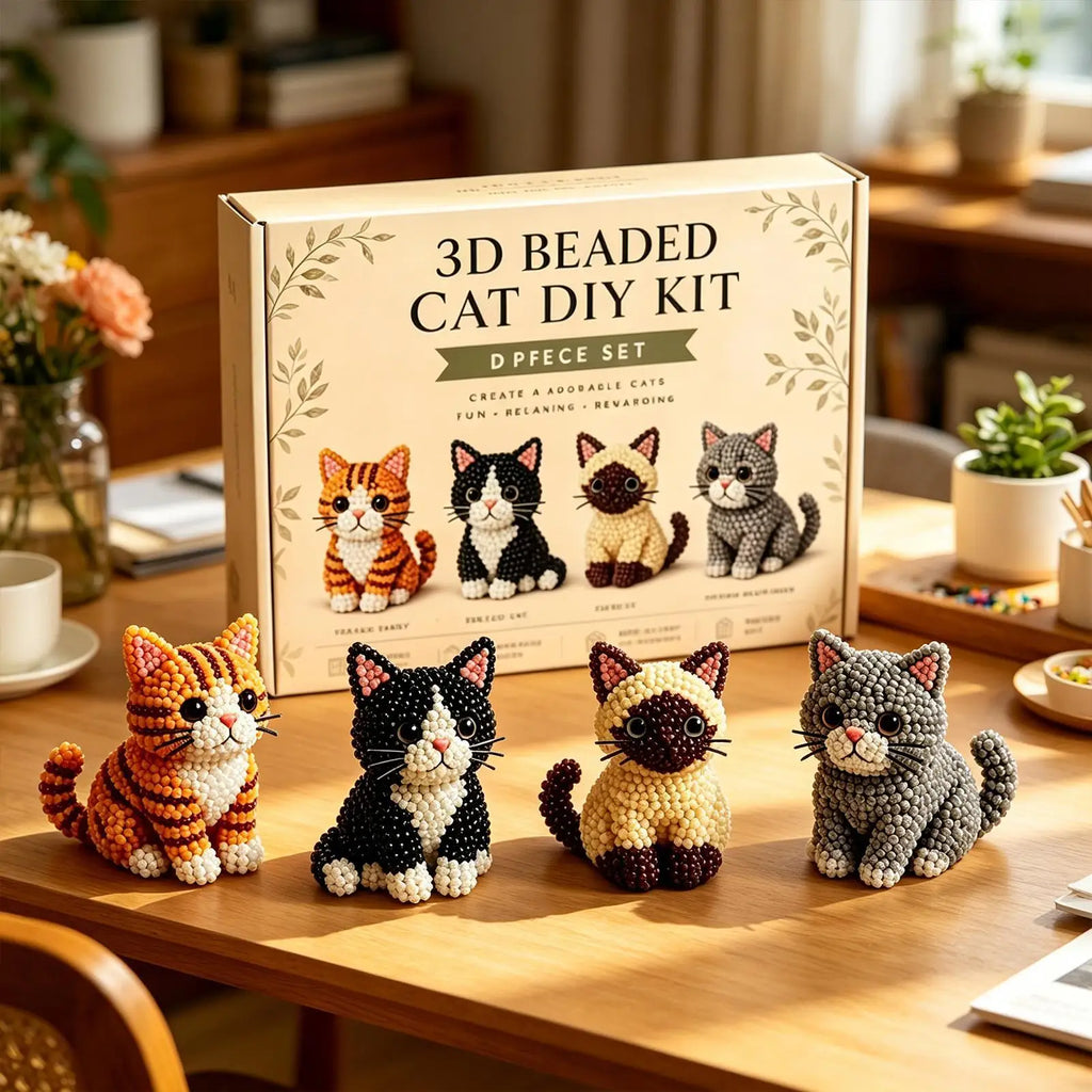 DIY Animal Beading Cute Beginner-friendly 3D Cat Funny Beadwork Desk