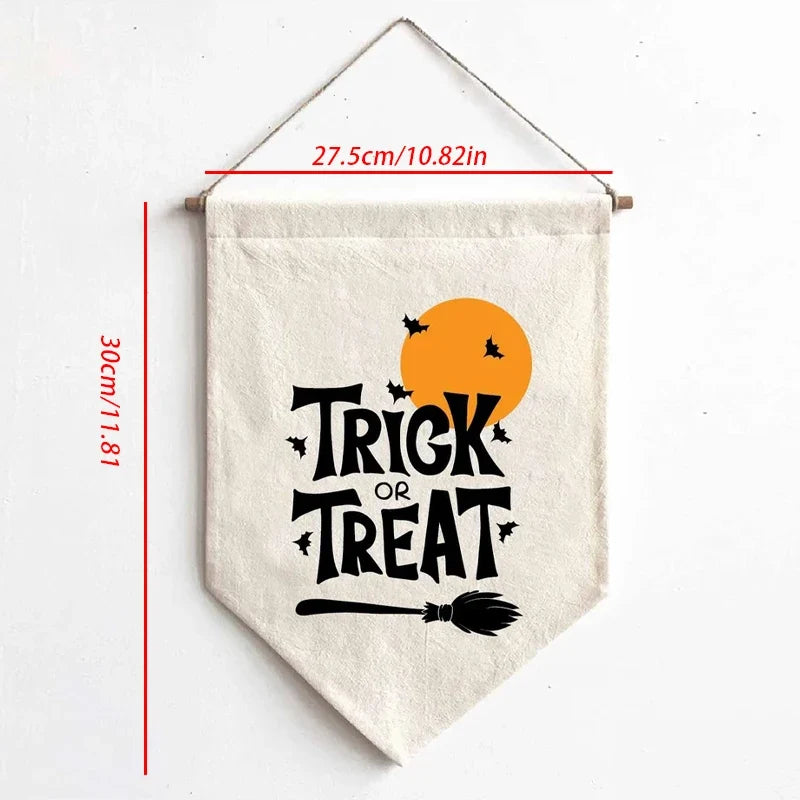 Trick or Treat Halloween Canvas Banner Wall Hanging Décor