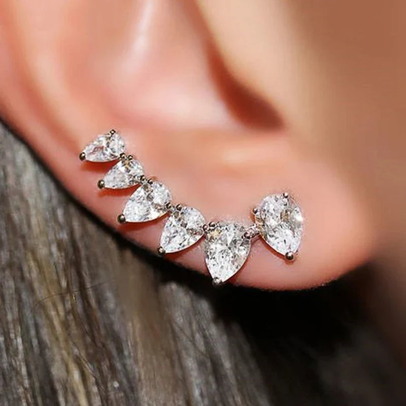 Huitan Crystal Pear CZ Drop Earrings – Silver-Tone Women