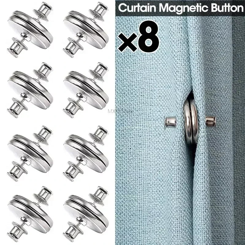 Magnetic Curtain Buckle Clips | Aluminum Alloy Holders 1–8 Pairs