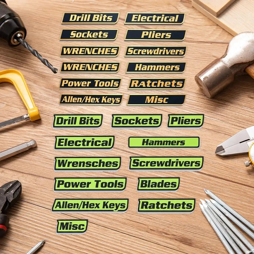 12-Piece Magnetic Toolbox Drawer Labels | 3D Bold Organizer