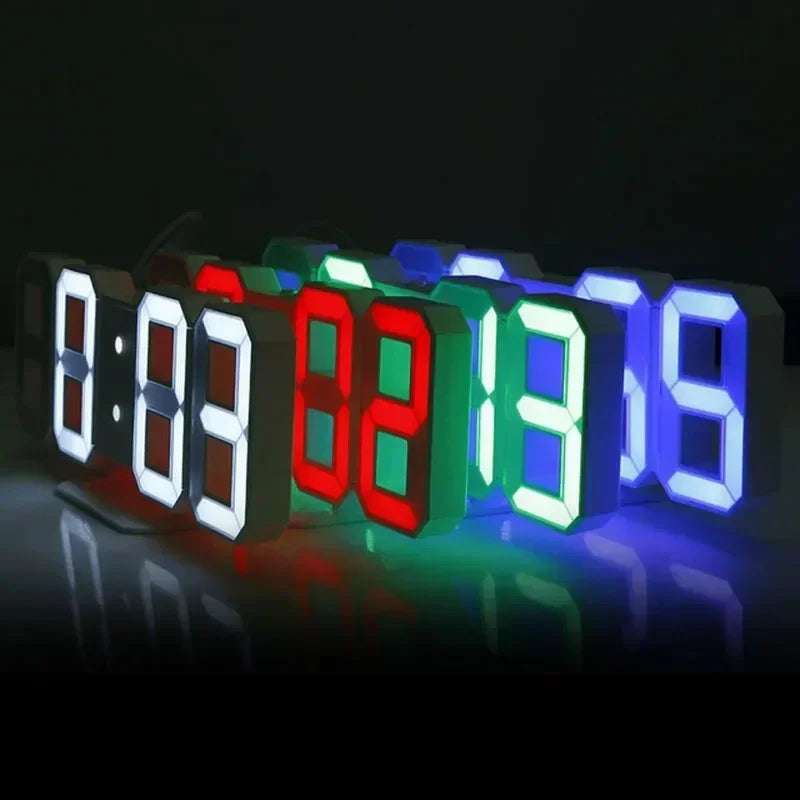 3D LED Digital Wall Clock – Night Mode, Alarm, Bedroom Decor
