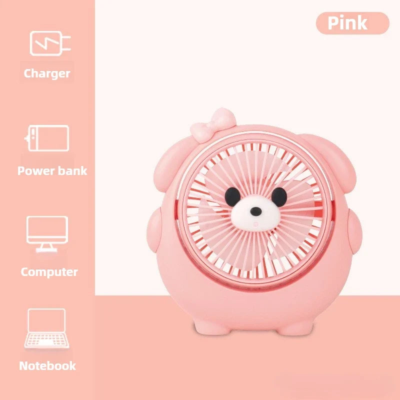 URGGU USB Portable Desktop Fan – Cute Heart & Bowknot Style
