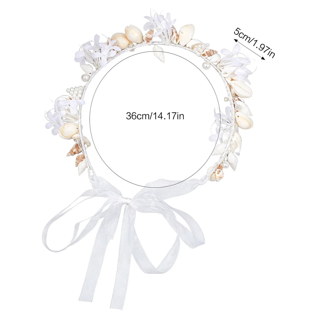 Handmade Shell Flower Hairband | Bridal Seashell Headpiece