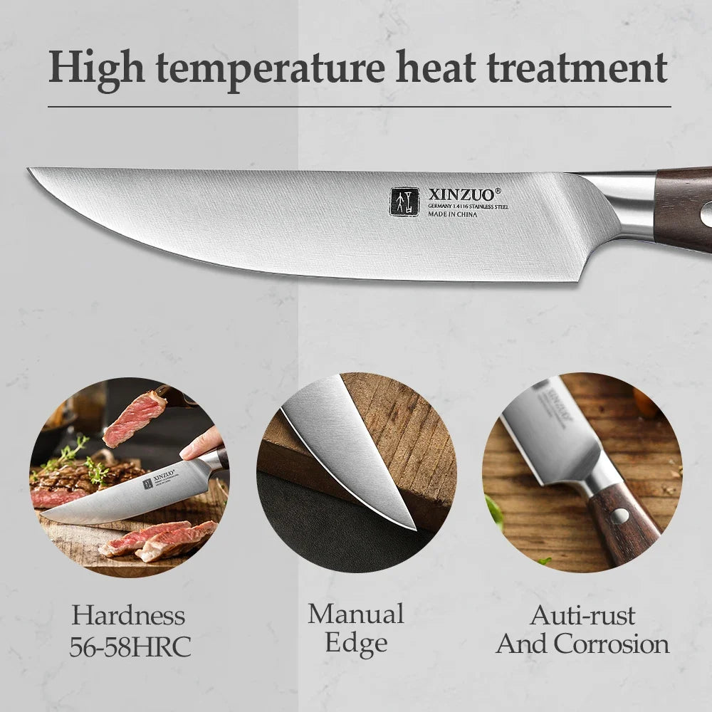 XINZUO 4-Pc Steak Knife Set | German Steel & Sandalwood Handles