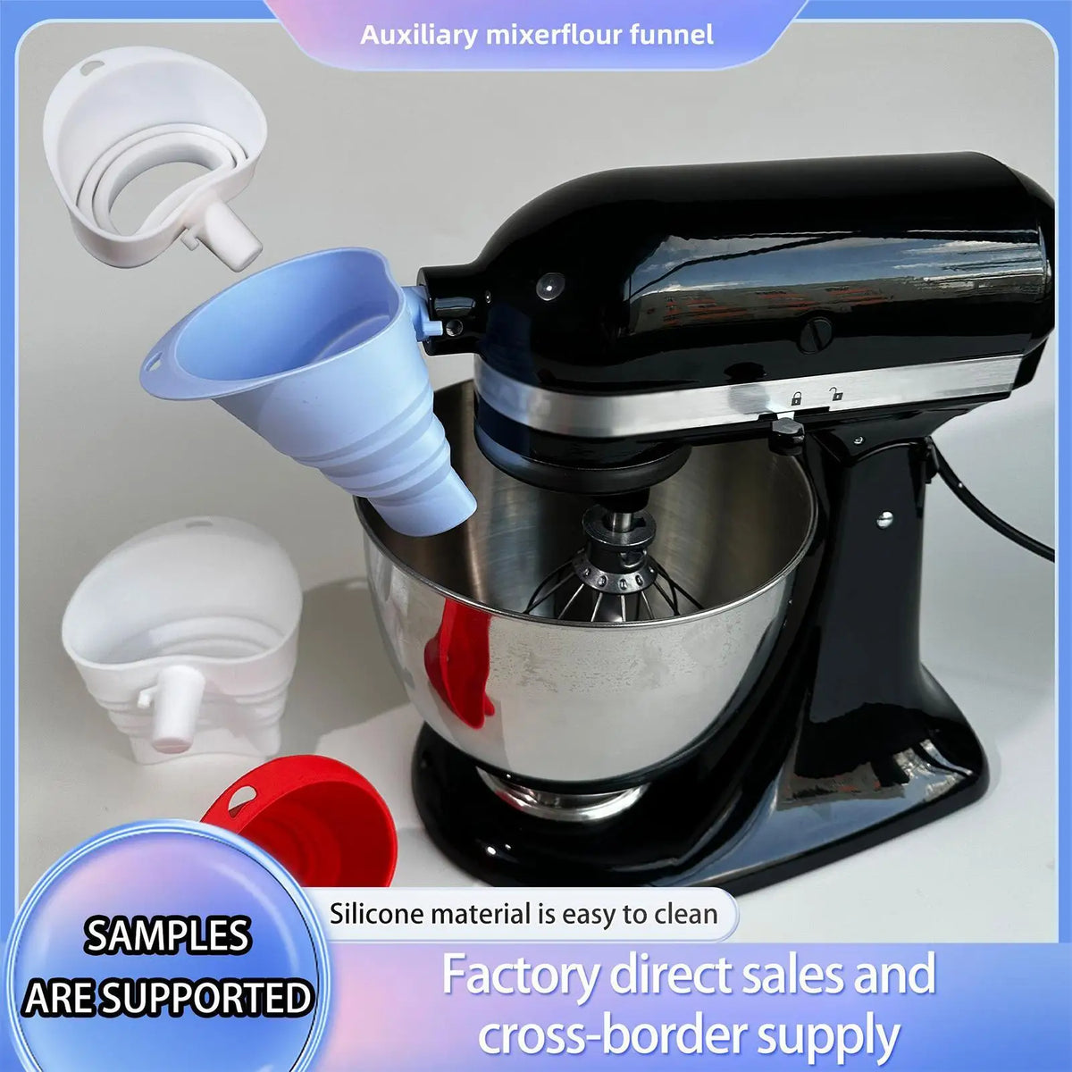 5-Quart Stand Mixer Funnel – Silicone Splash Guard & Pouring Spout