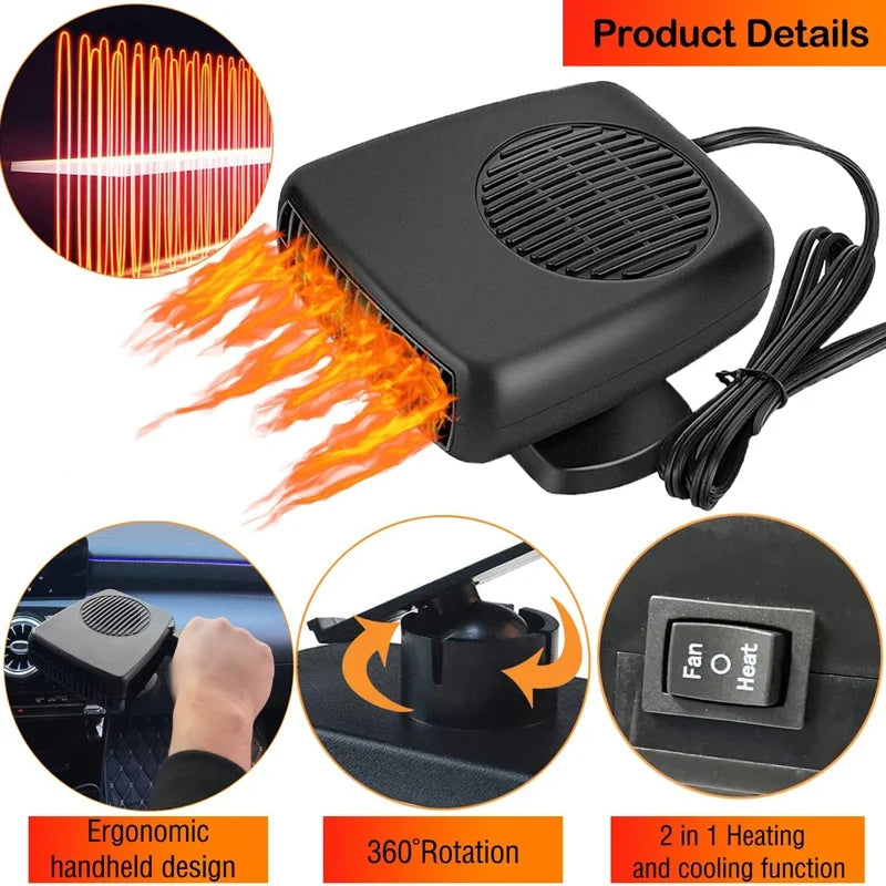 Portable Car Defroster Heater Fan 12V/24V 200W | Windshield