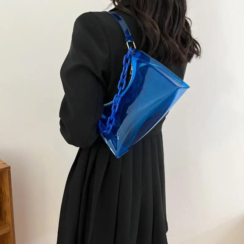 Clear Jelly Shoulder Bag – Y2K Transparent Underarm Purse
