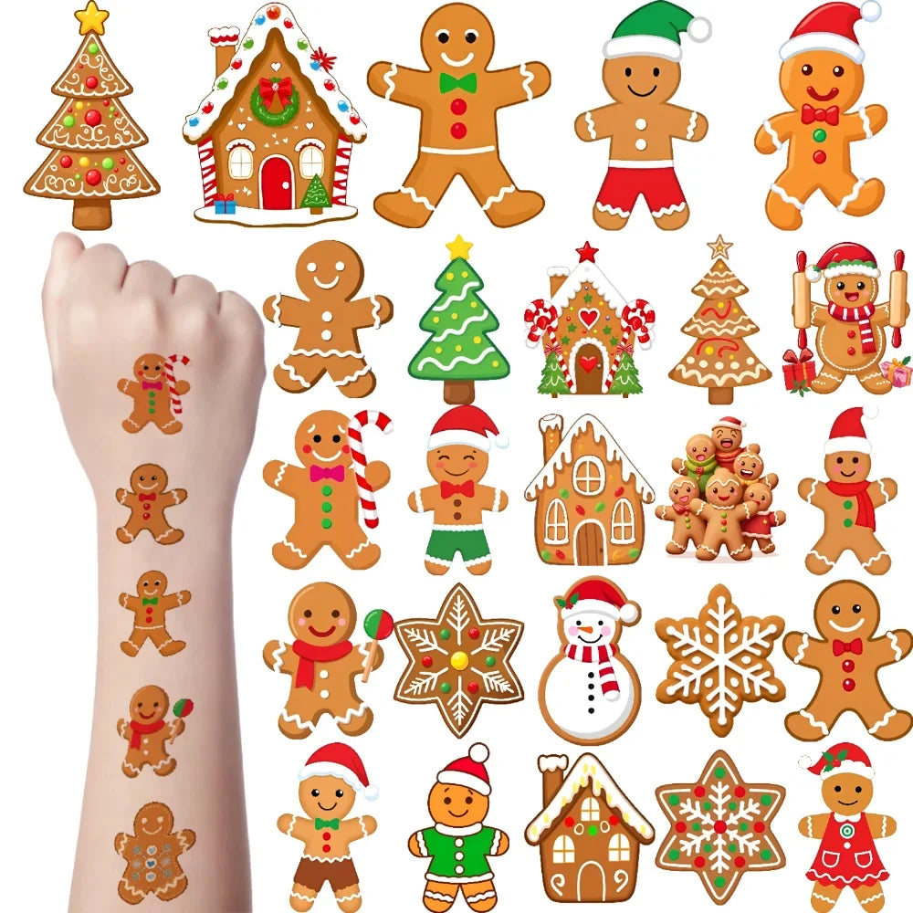 54pcs Christmas Temporary Tattoos – Snowflake, Tree & More