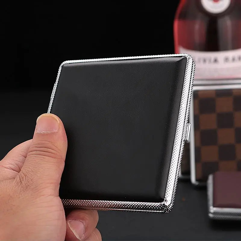 20-Stick Double Layer Metal Cigarette Case – Black
