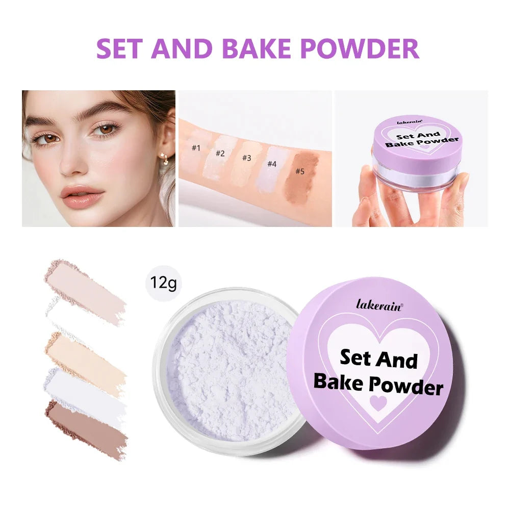 Bake Setting Powder & Puff Set | 5 Shades, Matte Finish