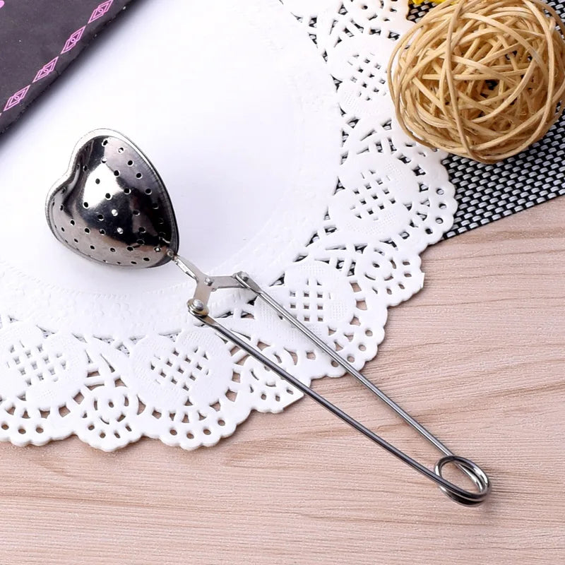 Stainless Steel Heart-shaped Tea Tongs Infuser Strainer Accessories