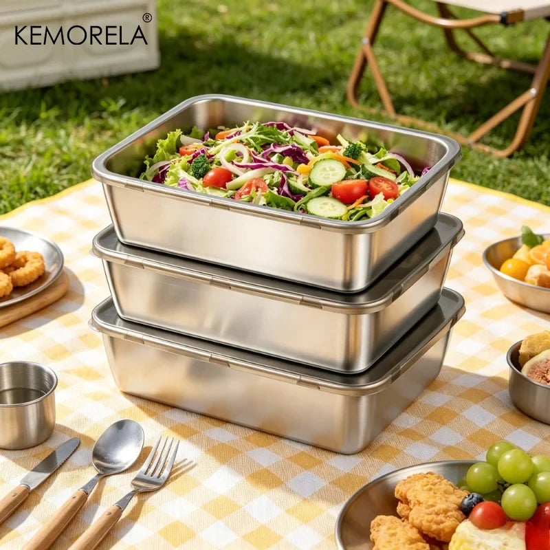 3-Piece Stainless Steel Food Storage Containers – Leak-Proof